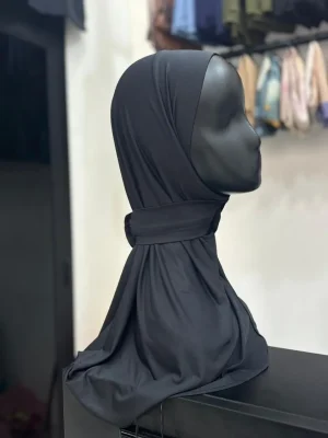 Foulard tabakia noir simple pour hijab maroc
